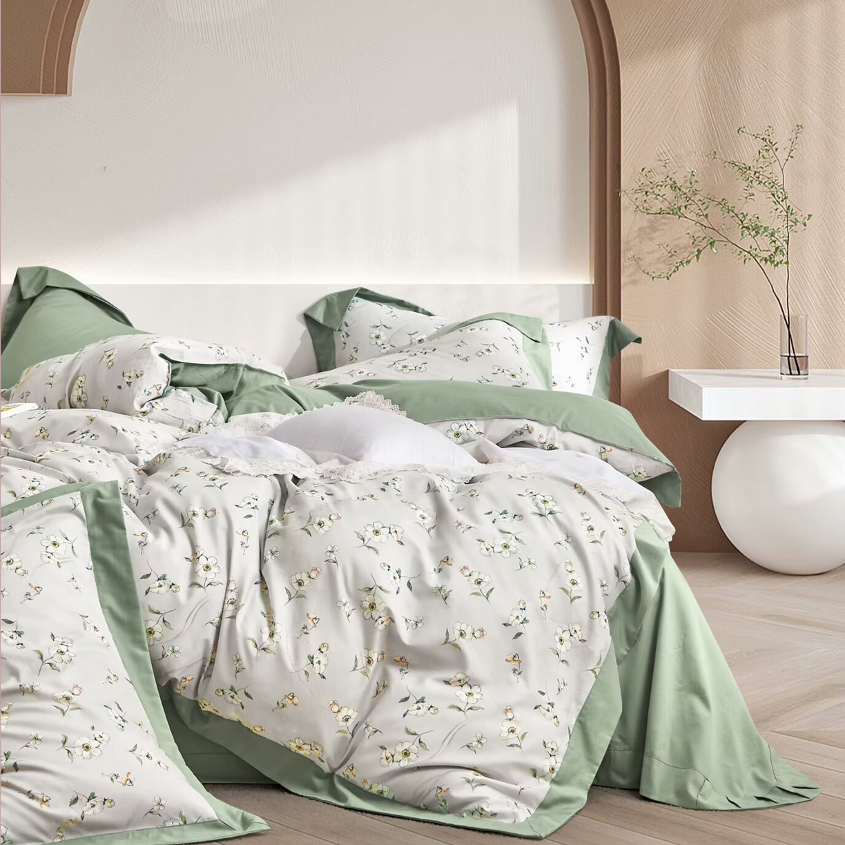 91家纺网 家纺一手货源 找家纺 （总）未来家居 2025新款UD100支全棉磨毛贡缎艾棉绒四件套