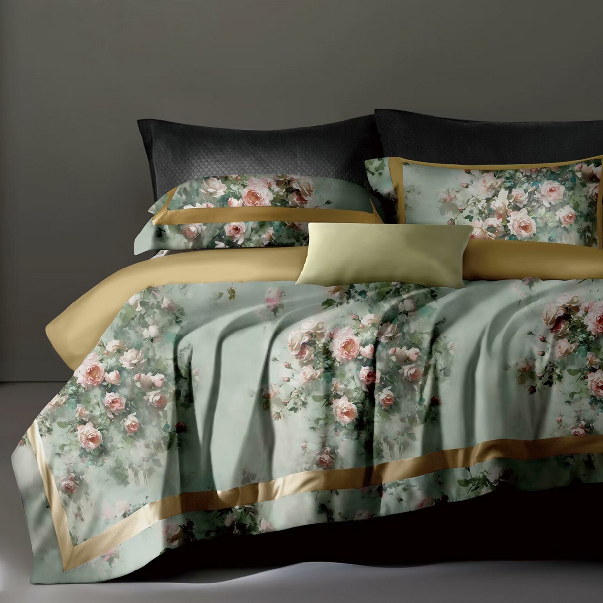 91家纺网 家纺一手货源 找家纺 （总）未来家居 2025新款UD100支全棉磨毛贡缎艾棉绒四件套