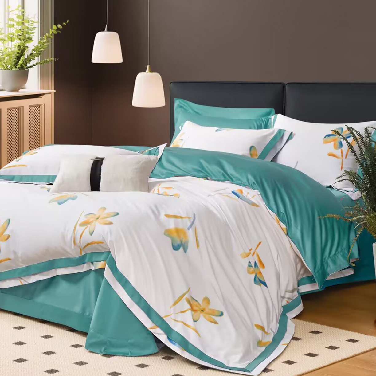 91家纺网 家纺一手货源 找家纺 （总）未来家居 2025新款UD100支全棉磨毛贡缎艾棉绒四件套