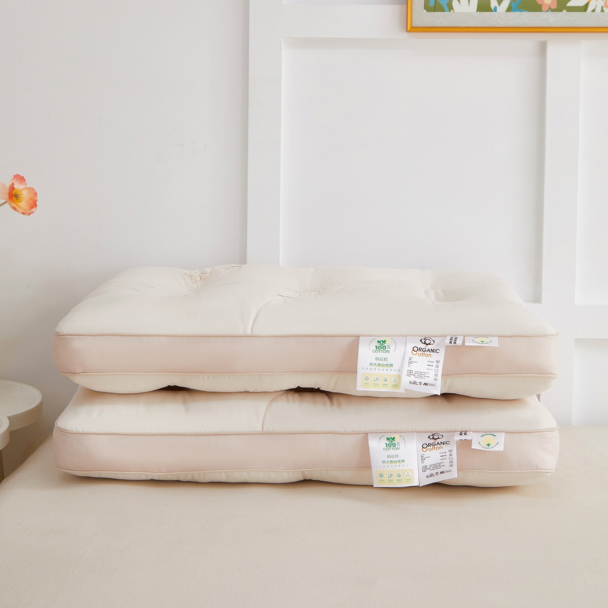 91家纺网 家纺一手货源 找家纺 （总）珍贝家纺 2025新款舒适贴布绣棉花枕枕头枕芯