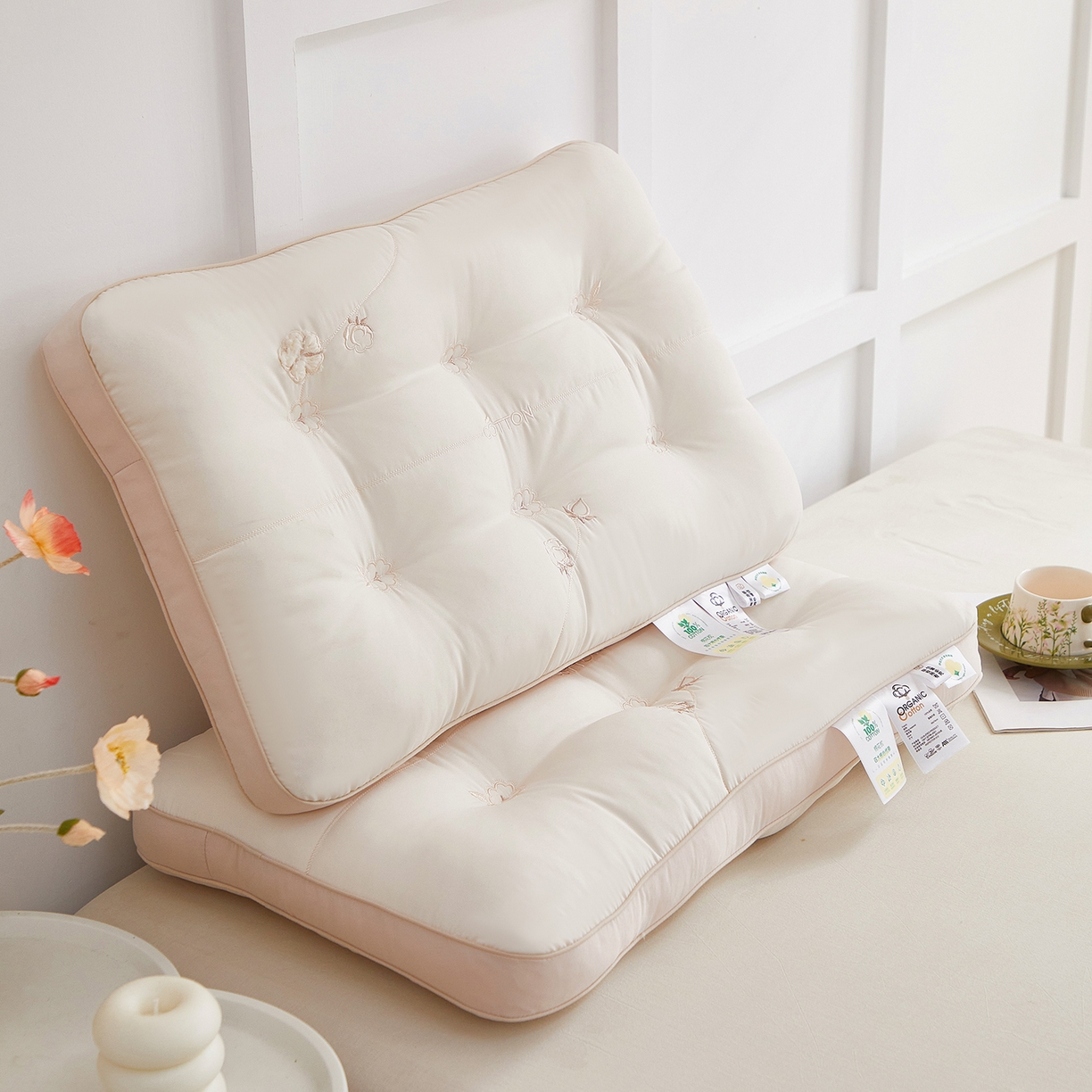 91家纺网 家纺一手货源 找家纺 （总）珍贝家纺 2025新款舒适贴布绣棉花枕枕头枕芯