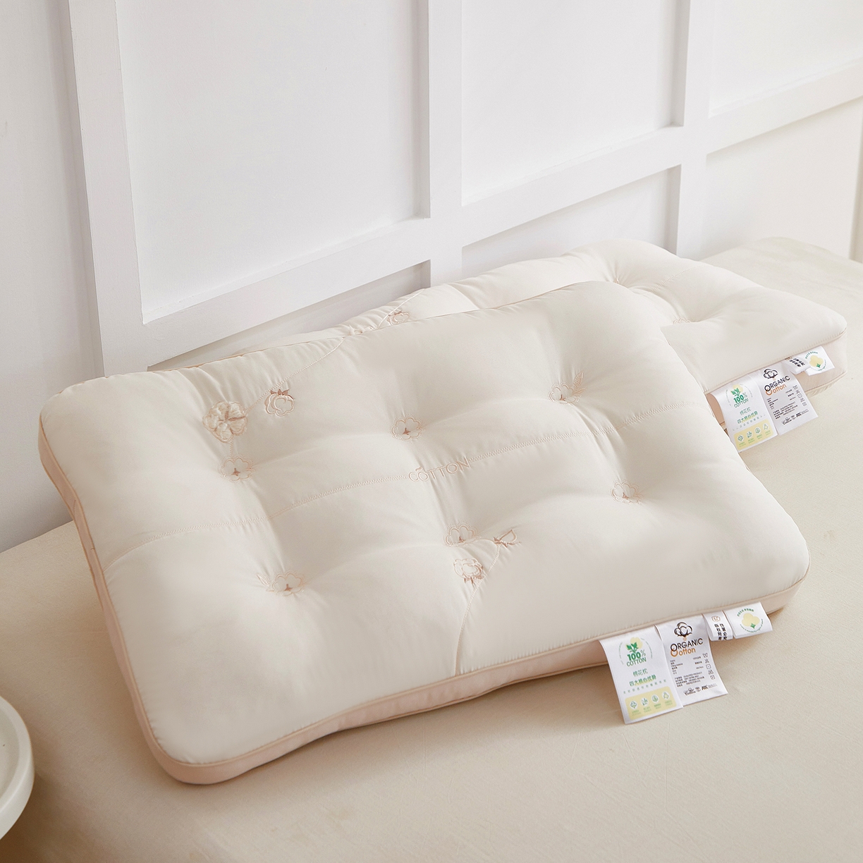 91家纺网 家纺一手货源 找家纺 （总）珍贝家纺 2025新款舒适贴布绣棉花枕枕头枕芯