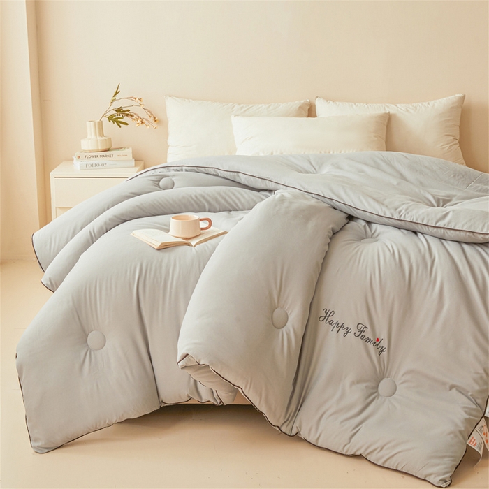 91家纺网 家纺一手货源 找家纺 雅颂缘 2025新款立体大豆纤维被加厚冬被春秋被子被芯大豆被灰色