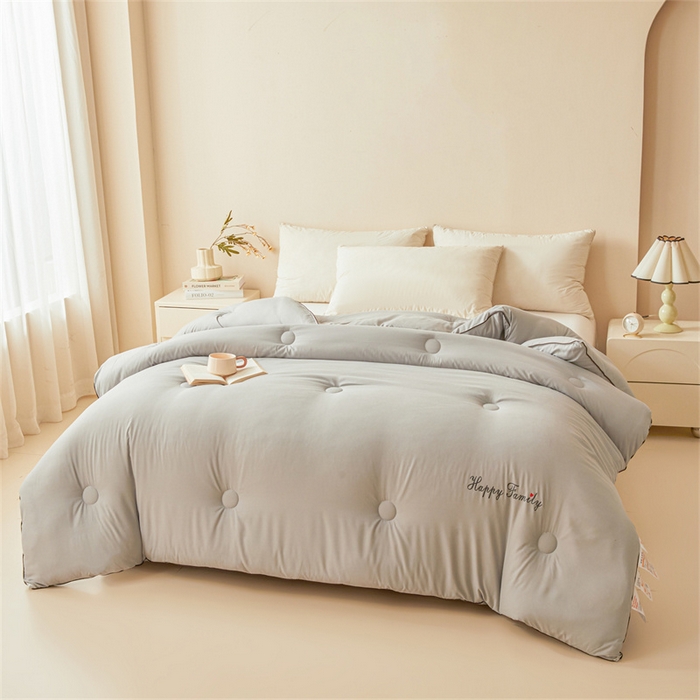 91家纺网 家纺一手货源 找家纺 雅颂缘 2025新款立体大豆纤维被加厚冬被春秋被子被芯大豆被灰色