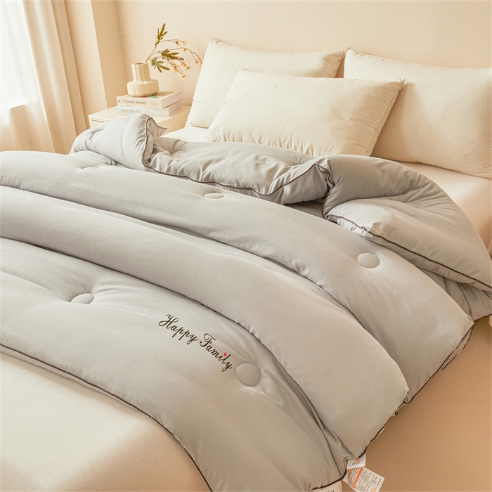 91家纺网 家纺一手货源 找家纺 雅颂缘 2025新款立体大豆纤维被加厚冬被春秋被子被芯大豆被灰色