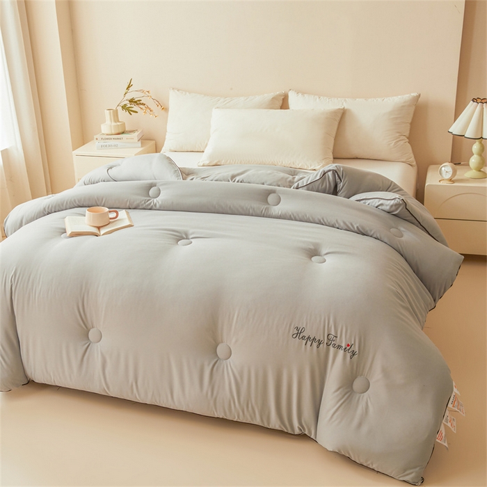 91家纺网 家纺一手货源 找家纺 雅颂缘 2025新款立体大豆纤维被加厚冬被春秋被子被芯大豆被灰色