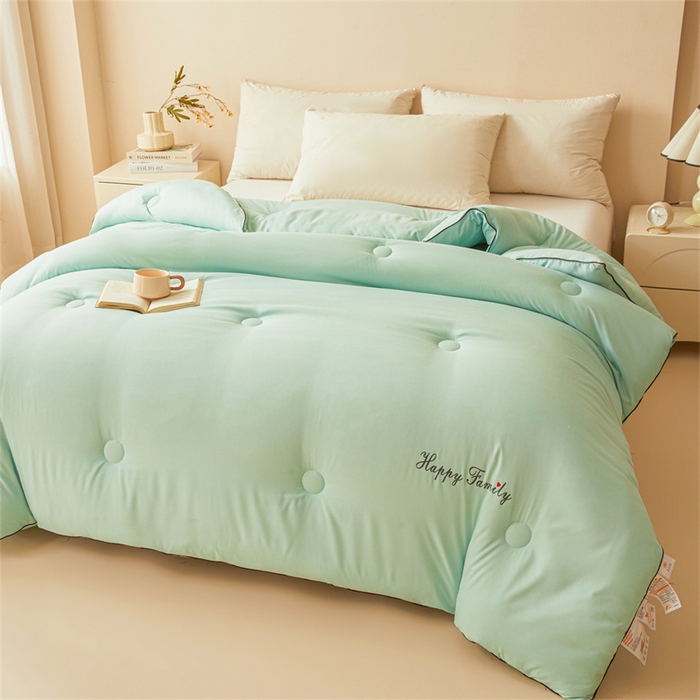 91家纺网 家纺一手货源 找家纺 雅颂缘 2025新款立体大豆纤维被加厚冬被春秋被子被芯大豆被水绿