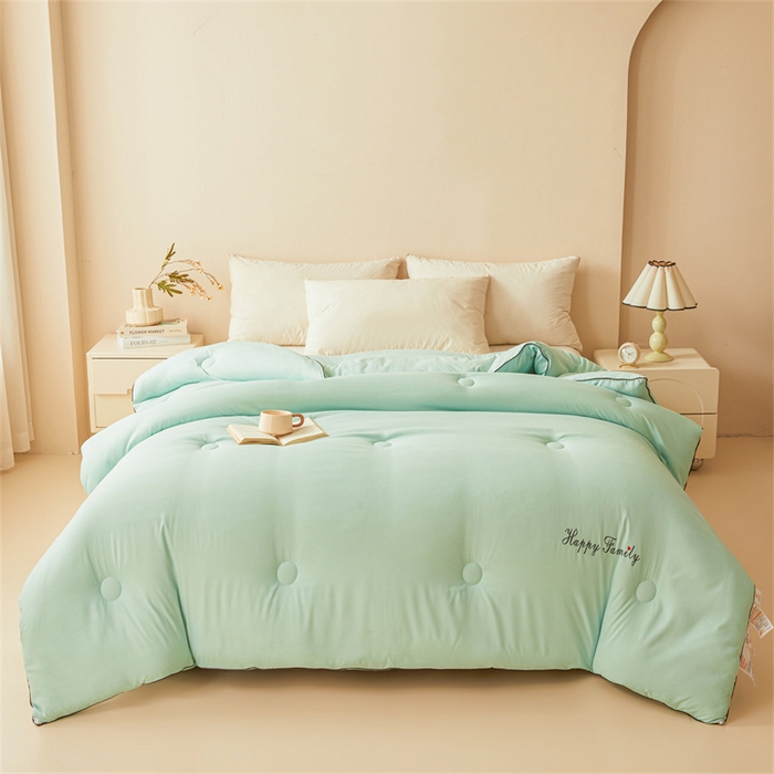 91家纺网 家纺一手货源 找家纺 雅颂缘 2025新款立体大豆纤维被加厚冬被春秋被子被芯大豆被水绿