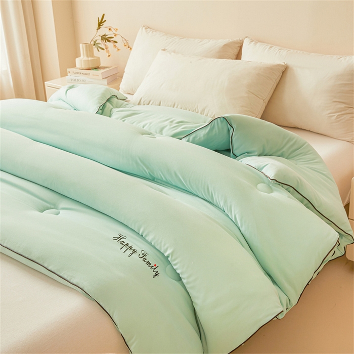 91家纺网 家纺一手货源 找家纺 雅颂缘 2025新款立体大豆纤维被加厚冬被春秋被子被芯大豆被水绿