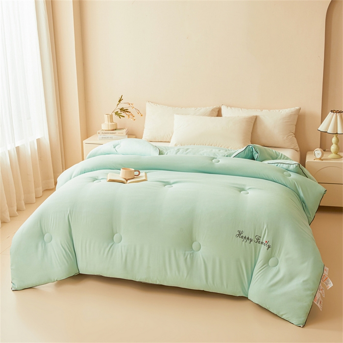 91家纺网 家纺一手货源 找家纺 雅颂缘 2025新款立体大豆纤维被加厚冬被春秋被子被芯大豆被水绿