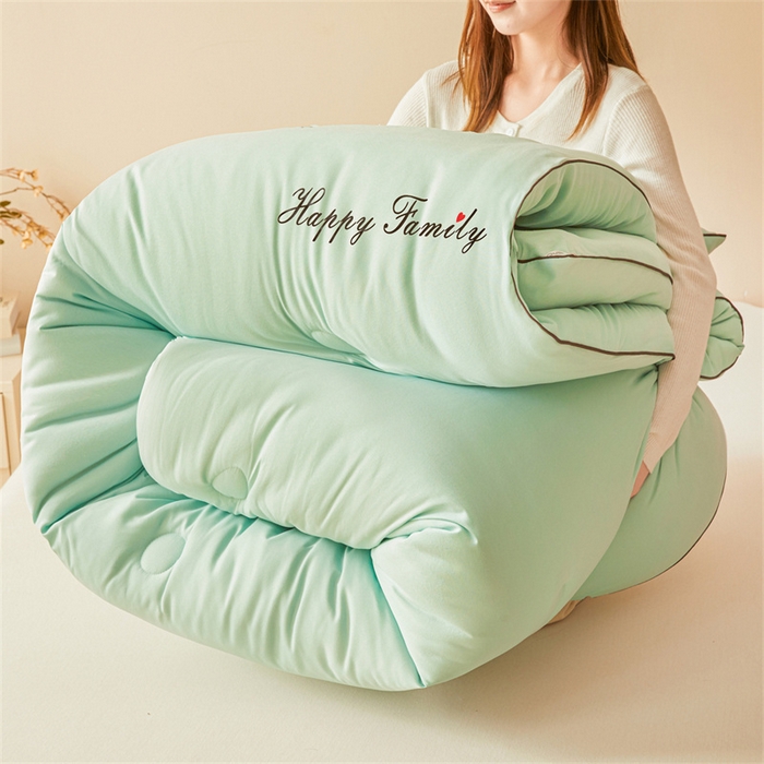 91家纺网 家纺一手货源 找家纺 雅颂缘 2025新款立体大豆纤维被加厚冬被春秋被子被芯大豆被水绿