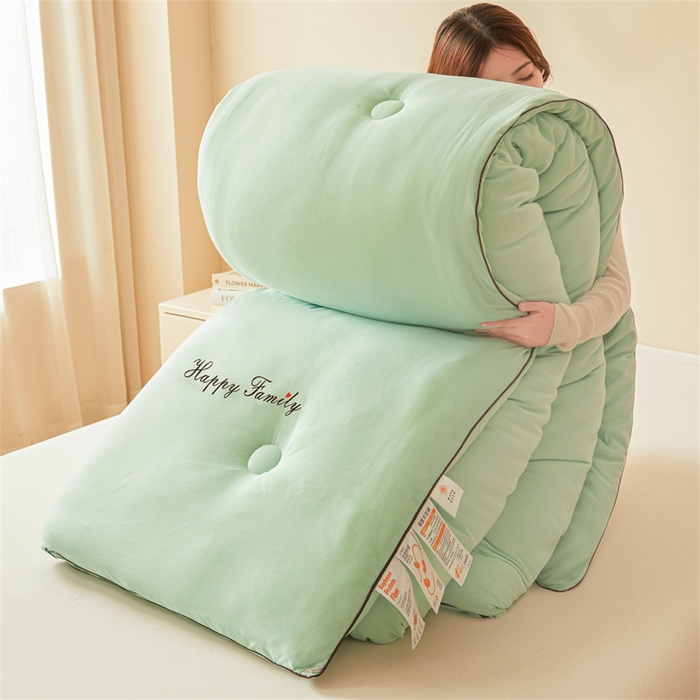 91家纺网 家纺一手货源 找家纺 雅颂缘 2025新款立体大豆纤维被加厚冬被春秋被子被芯大豆被水绿