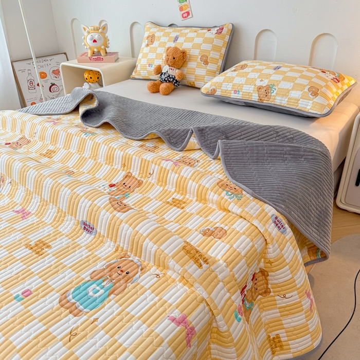 91家纺网 家纺一手货源 找家纺 （总）雅萱家纺 2025新款棉加绒全棉填充双面可用多功能印花床盖