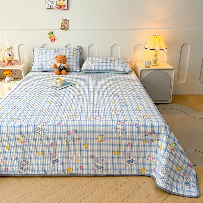 91家纺网 家纺一手货源 找家纺 雅萱家纺 2025新款棉加绒全棉填充双面可用多功能印花床盖 棉加绒棉花床盖-萌汪彩星