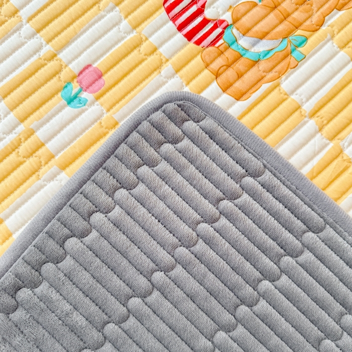 91家纺网 家纺一手货源 找家纺 雅萱家纺 2025新款棉加绒全棉填充双面可用多功能印花床盖 棉加绒棉花床盖-黄油曲奇