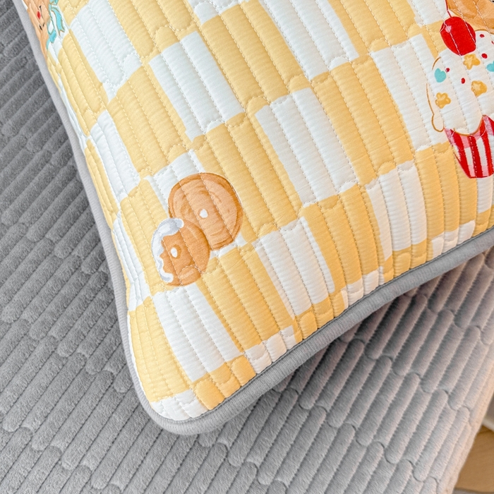 91家纺网 家纺一手货源 找家纺 雅萱家纺 2025新款棉加绒全棉填充双面可用多功能印花床盖 棉加绒棉花床盖-黄油曲奇