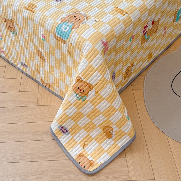 91家纺网 家纺一手货源 找家纺 雅萱家纺 2025新款棉加绒全棉填充双面可用多功能印花床盖 棉加绒棉花床盖-黄油曲奇