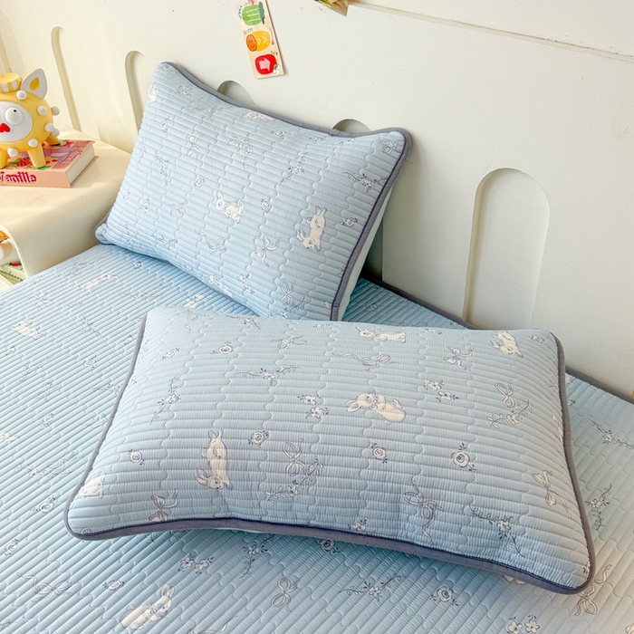 91家纺网 家纺一手货源 找家纺 雅萱家纺 2025新款棉加绒全棉填充双面可用多功能印花床盖 棉加绒棉花床盖-晴天小兔