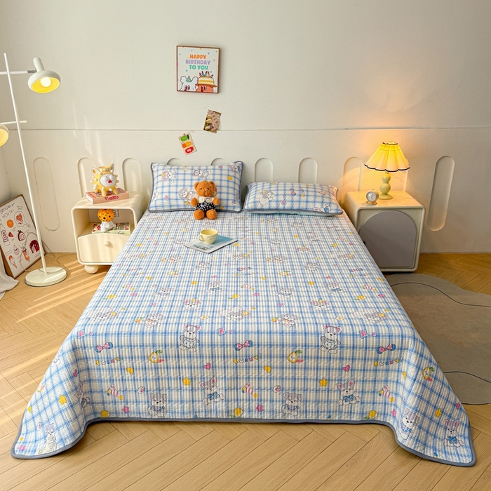 91家纺网 家纺一手货源 找家纺 雅萱家纺 2025新款棉加绒全棉填充双面可用多功能印花床盖 棉加绒棉花床盖-萌汪彩星