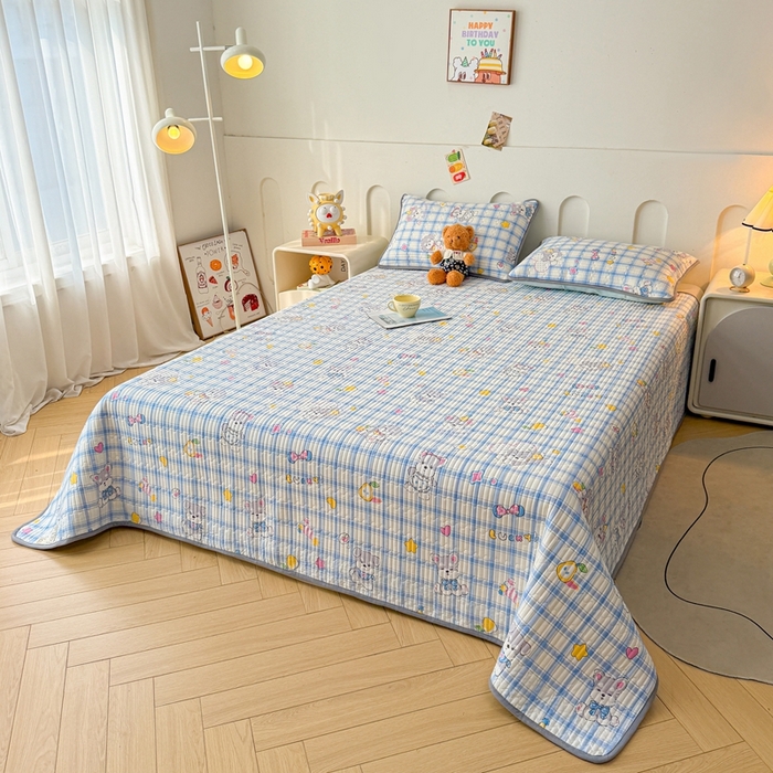 91家纺网 家纺一手货源 找家纺 雅萱家纺 2025新款棉加绒全棉填充双面可用多功能印花床盖 棉加绒棉花床盖-萌汪彩星