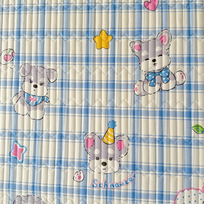 91家纺网 家纺一手货源 找家纺 雅萱家纺 2025新款棉加绒全棉填充双面可用多功能印花床盖 棉加绒棉花床盖-萌汪彩星