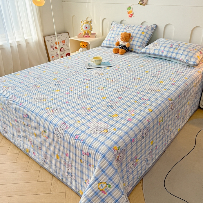 91家纺网 家纺一手货源 找家纺 雅萱家纺 2025新款棉加绒全棉填充双面可用多功能印花床盖 棉加绒棉花床盖-萌汪彩星