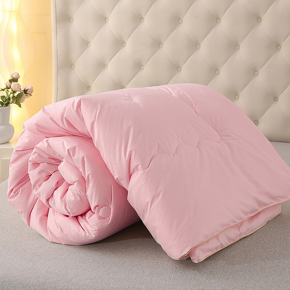 91家纺网 家纺一手货源 找家纺 首爱家纺 2025新款A类针织澳洲进口压花羊毛被被子被芯 压花-粉玉