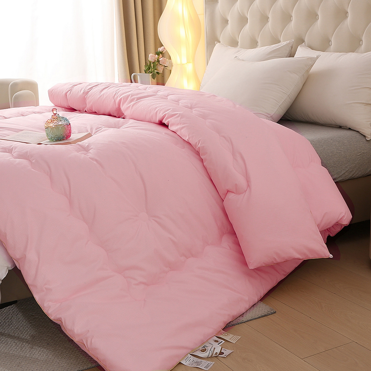 91家纺网 家纺一手货源 找家纺 棉乐町家居 2025新款A类针织澳洲进口压花羊毛被被子被芯 压花-粉玉