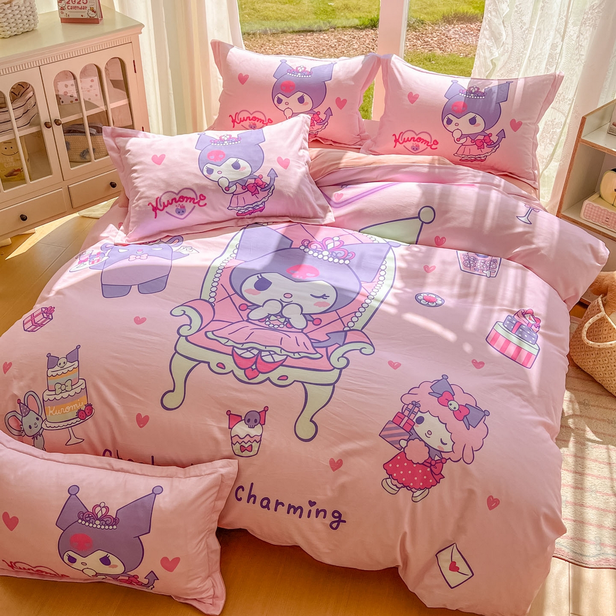 91家纺网 家纺一手货源 找家纺 浩诚 2025新款三丽鸥专版全棉磨毛纯棉四件套 女王库洛米