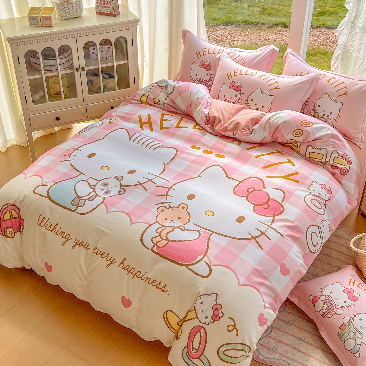 91家纺网 家纺一手货源 找家纺 浩诚 2025新款三丽鸥专版全棉磨毛纯棉四件套 美美KT