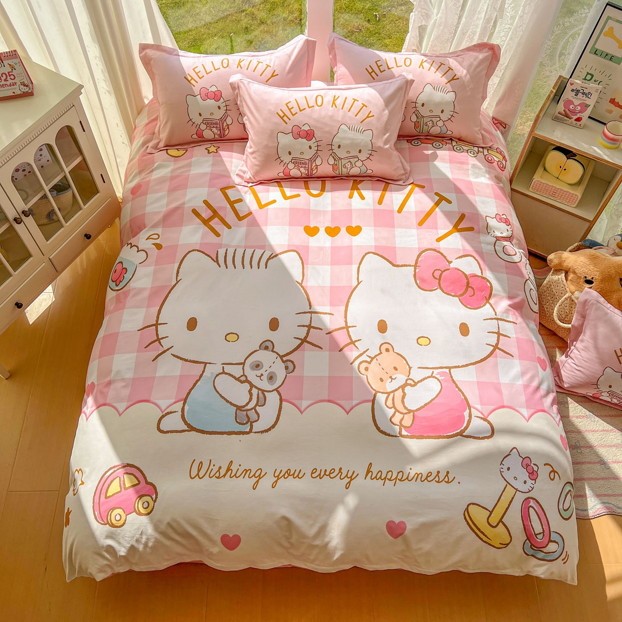 91家纺网 家纺一手货源 找家纺 浩诚 2025新款三丽鸥专版全棉磨毛纯棉四件套 美美KT