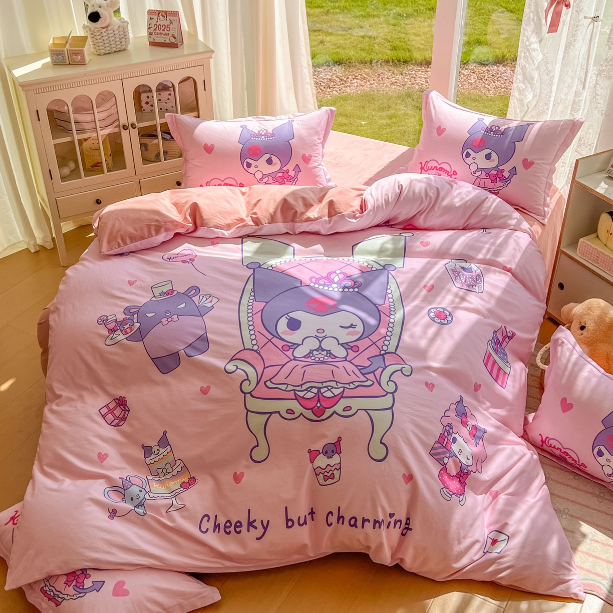 91家纺网 家纺一手货源 找家纺 浩诚 2025新款三丽鸥专版全棉磨毛纯棉四件套 女王库洛米