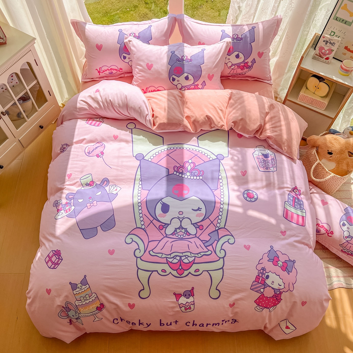 91家纺网 家纺一手货源 找家纺 浩诚 2025新款三丽鸥专版全棉磨毛纯棉四件套 女王库洛米