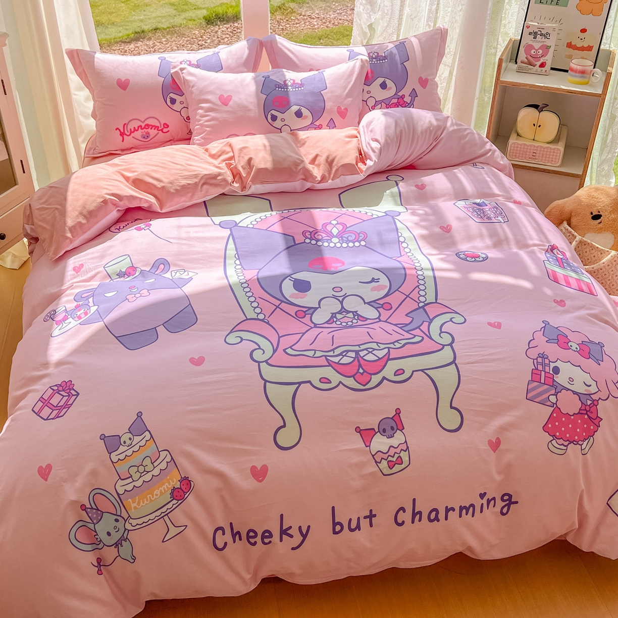 91家纺网 家纺一手货源 找家纺 浩诚 2025新款三丽鸥专版全棉磨毛纯棉四件套 女王库洛米