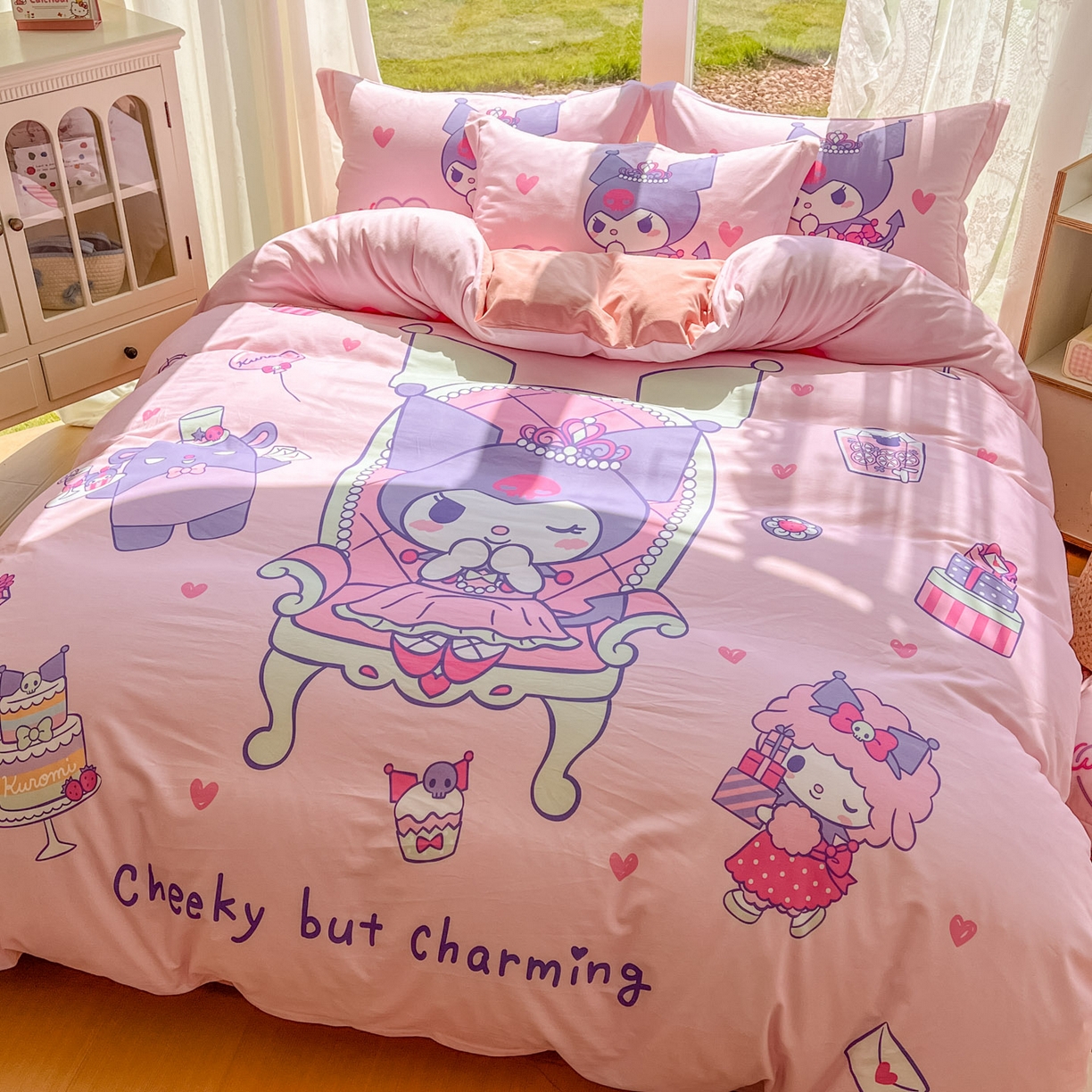 91家纺网 家纺一手货源 找家纺 浩诚 2025新款三丽鸥专版全棉磨毛纯棉四件套 女王库洛米