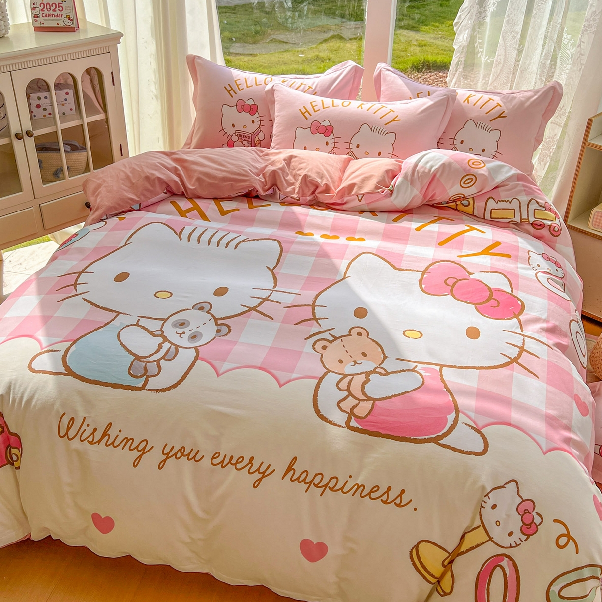 91家纺网 家纺一手货源 找家纺 浩诚 2025新款三丽鸥专版全棉磨毛纯棉四件套 美美KT