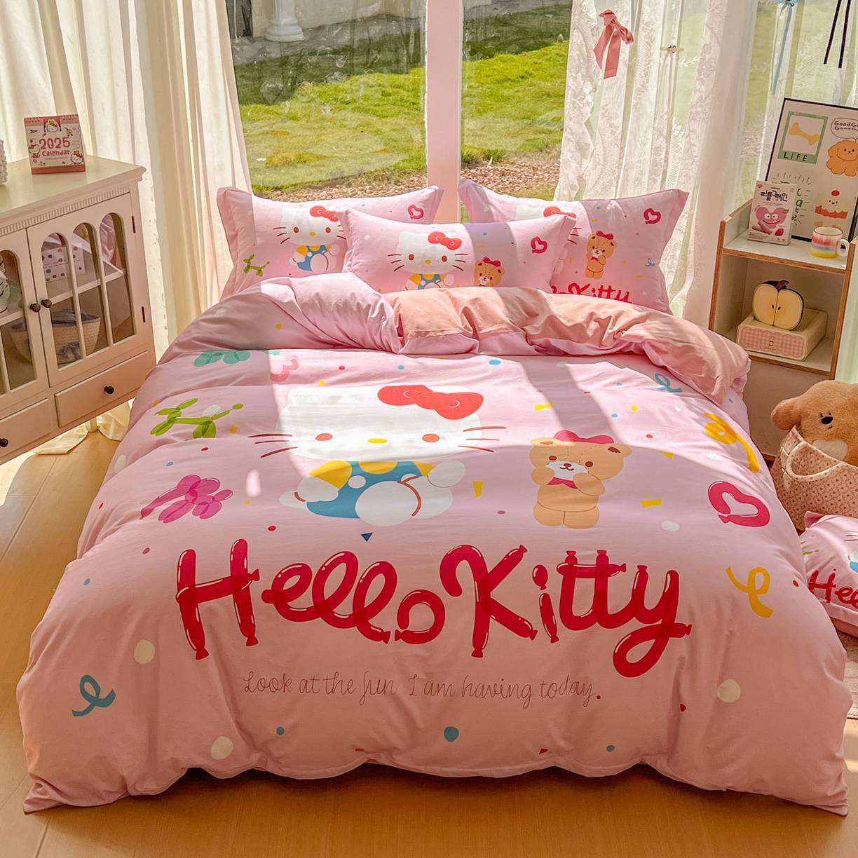 浩诚 2025新款三丽鸥专版全棉磨毛纯棉四件套 气球KT