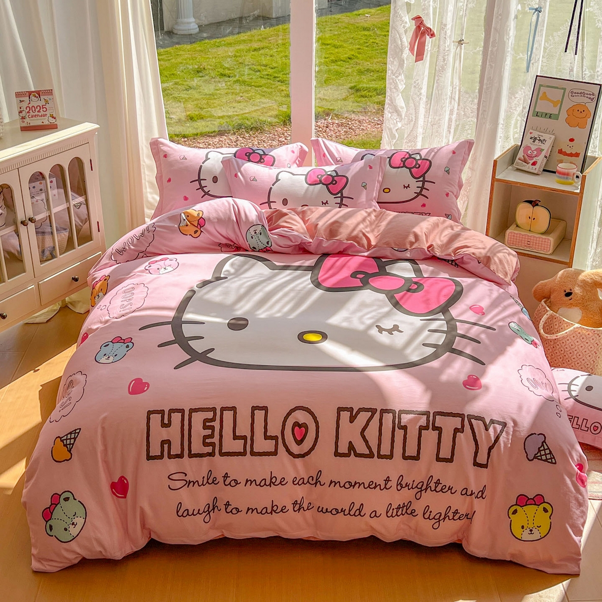 浩诚 2025新款三丽鸥专版全棉磨毛纯棉四件套 蝴蝶结KT