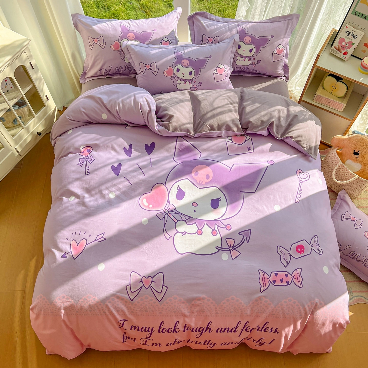 91家纺网 家纺一手货源 找家纺 浩诚 2025新款三丽鸥专版全棉磨毛纯棉四件套 爱心库洛米