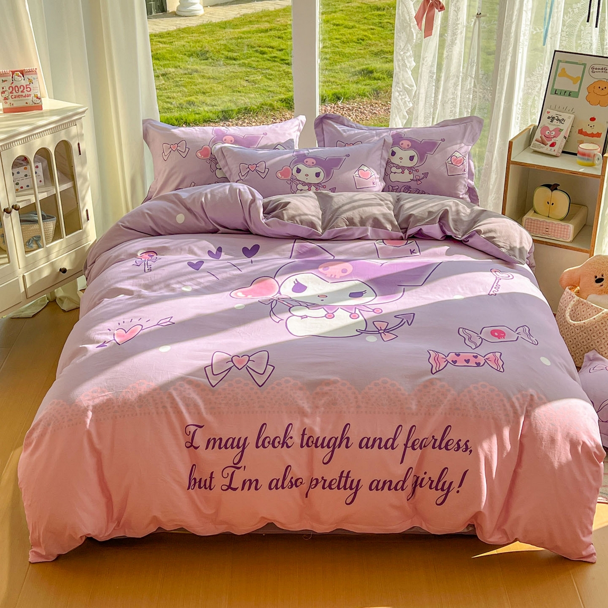 浩诚 2025新款三丽鸥专版全棉磨毛纯棉四件套 爱心库洛米