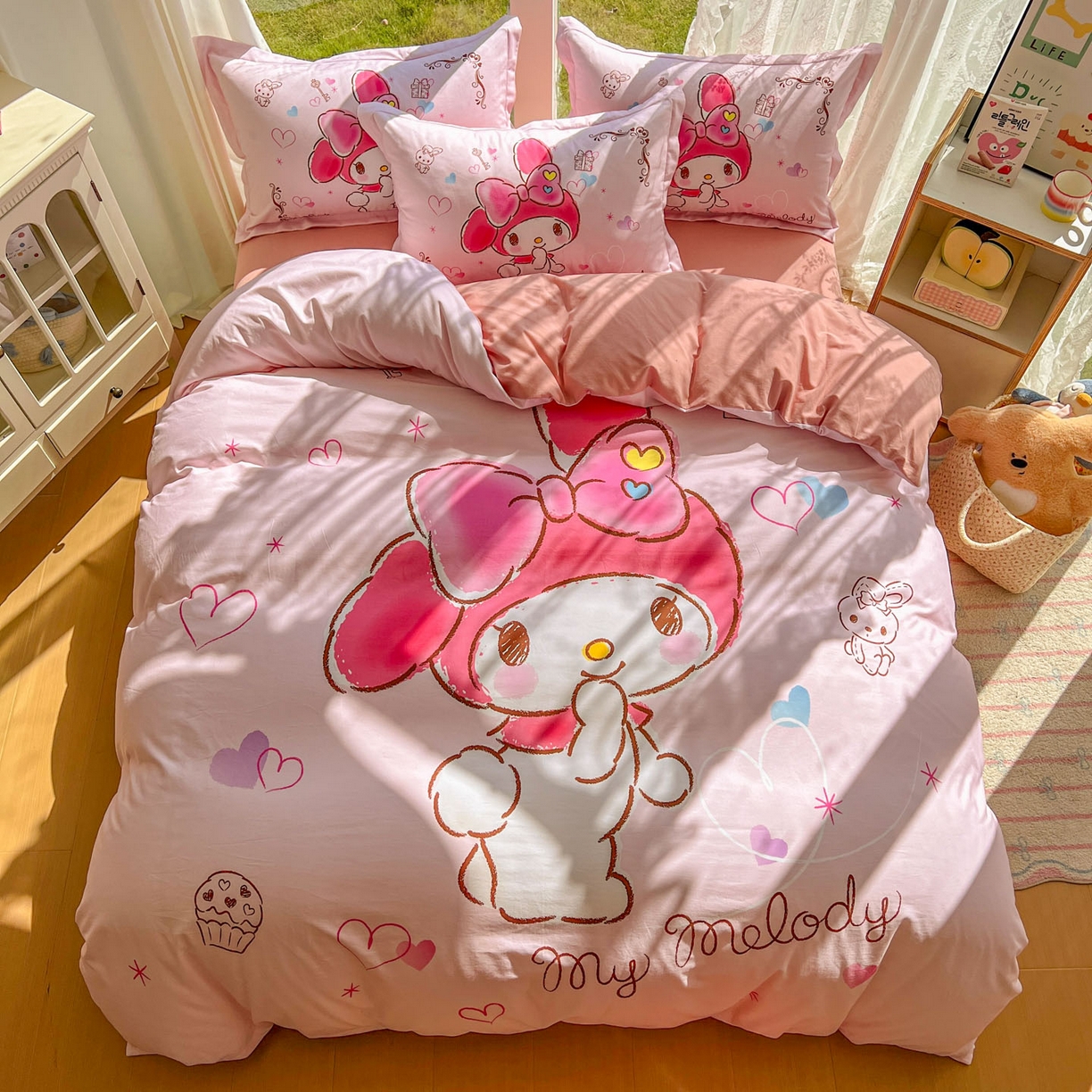 91家纺网 家纺一手货源 找家纺 浩诚 2025新款三丽鸥专版全棉磨毛纯棉四件套 幸福美乐蒂