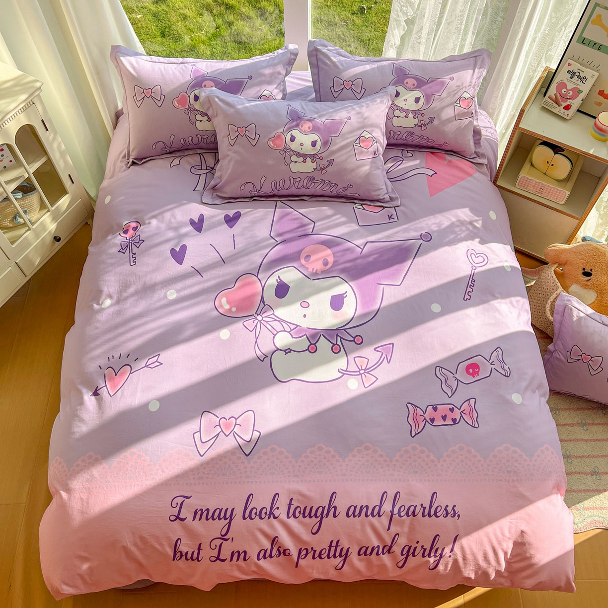 91家纺网 家纺一手货源 找家纺 浩诚 2025新款三丽鸥专版全棉磨毛纯棉四件套 爱心库洛米