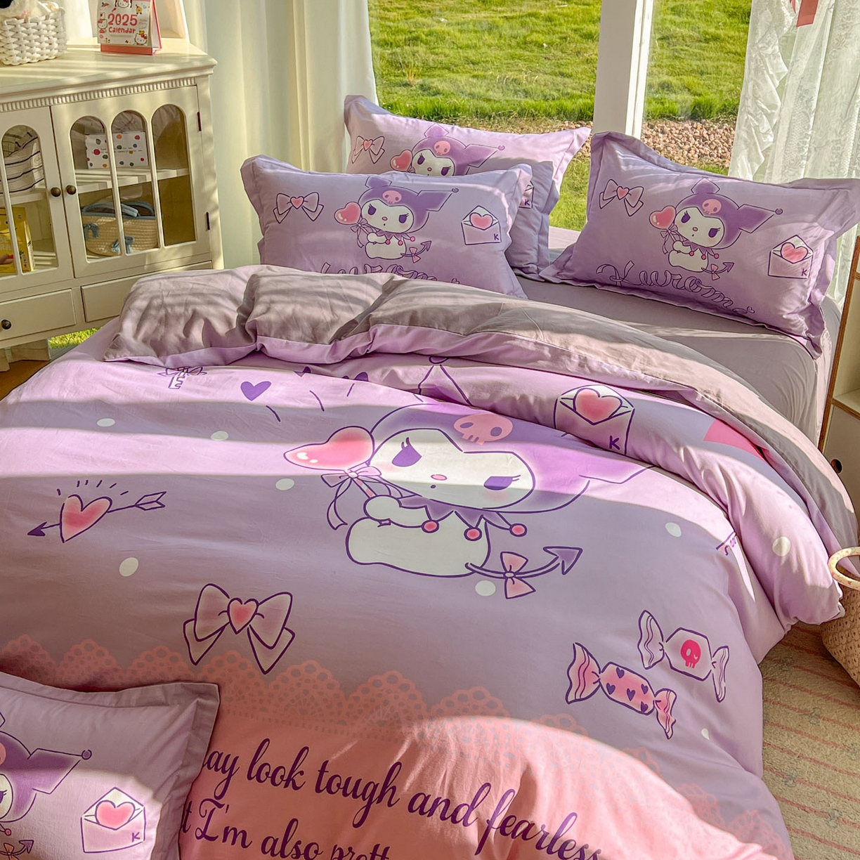 91家纺网 家纺一手货源 找家纺 浩诚 2025新款三丽鸥专版全棉磨毛纯棉四件套 爱心库洛米