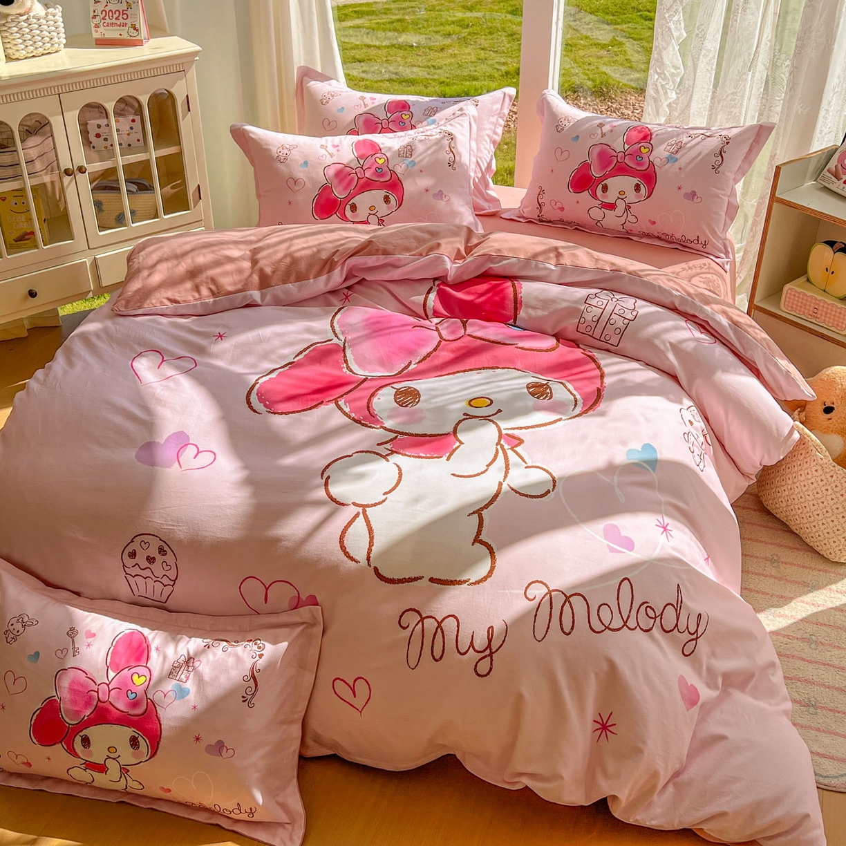 91家纺网 家纺一手货源 找家纺 浩诚 2025新款三丽鸥专版全棉磨毛纯棉四件套 幸福美乐蒂