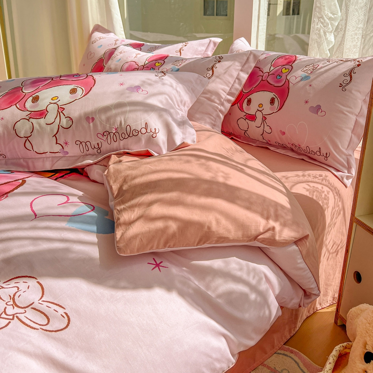 91家纺网 家纺一手货源 找家纺 浩诚 2025新款三丽鸥专版全棉磨毛纯棉四件套 幸福美乐蒂