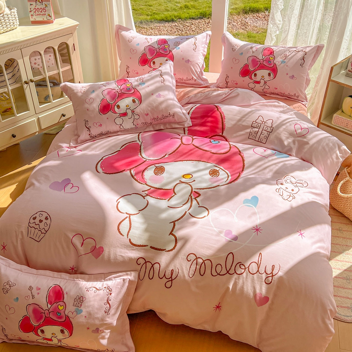 91家纺网 家纺一手货源 找家纺 浩诚 2025新款三丽鸥专版全棉磨毛纯棉四件套 幸福美乐蒂