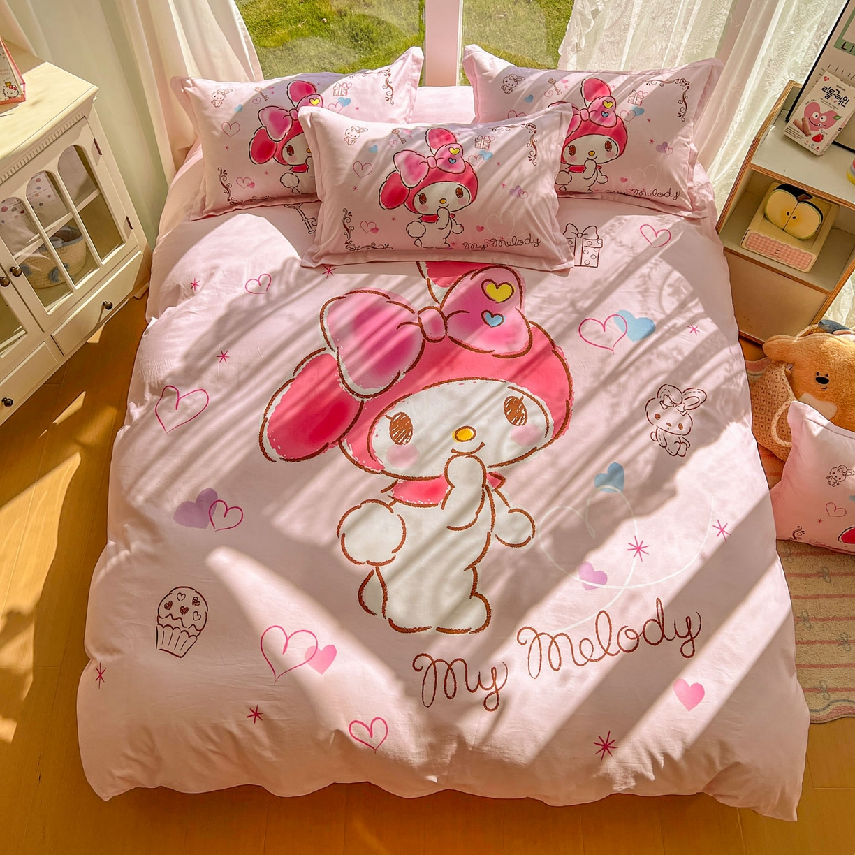 91家纺网 家纺一手货源 找家纺 浩诚 2025新款三丽鸥专版全棉磨毛纯棉四件套 幸福美乐蒂