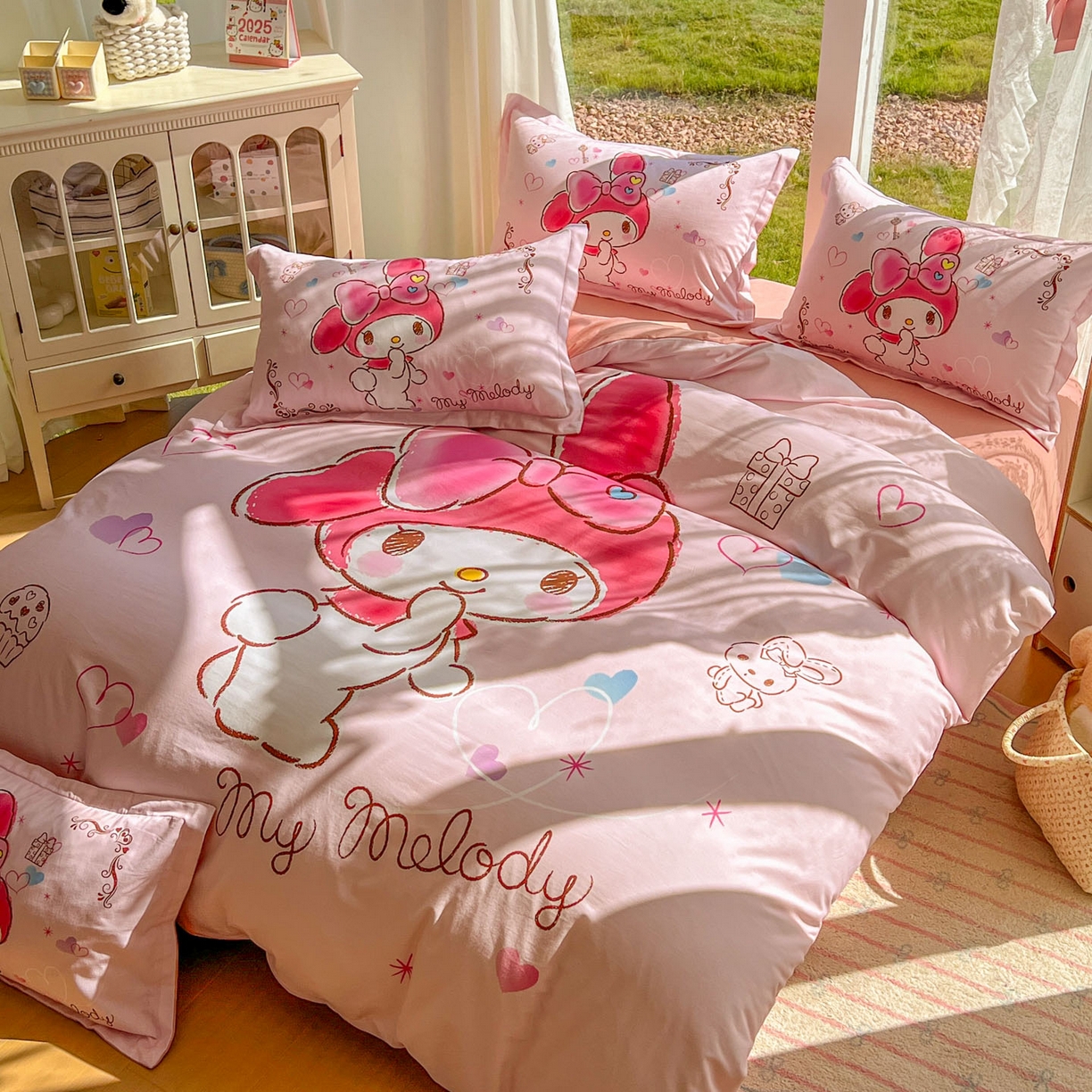 91家纺网 家纺一手货源 找家纺 浩诚 2025新款三丽鸥专版全棉磨毛纯棉四件套 幸福美乐蒂