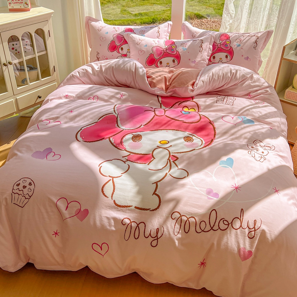 91家纺网 家纺一手货源 找家纺 浩诚 2025新款三丽鸥专版全棉磨毛纯棉四件套 幸福美乐蒂