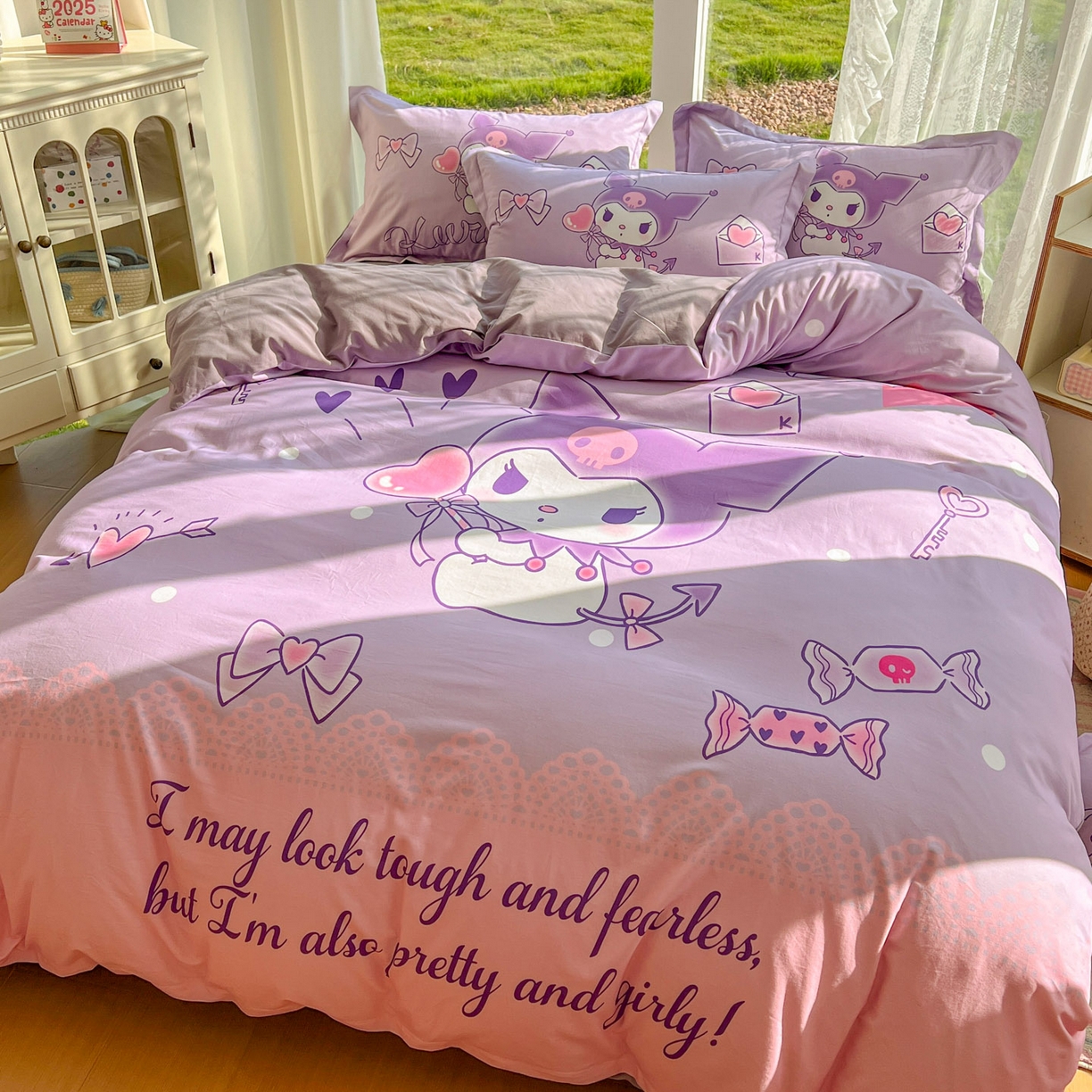 91家纺网 家纺一手货源 找家纺 浩诚 2025新款三丽鸥专版全棉磨毛纯棉四件套 爱心库洛米